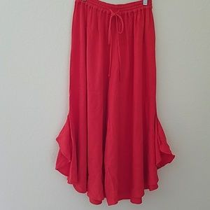 Red Wide Leg Pants